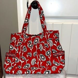 DECO daisy vera bradley beautiful red floral zipper tote shoulder bag like new❤️